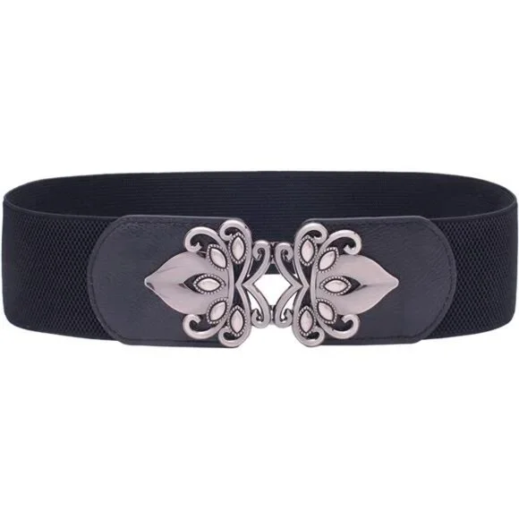 Women's Elastic Stretch Wide Waist Belt - 2.95 Inch Retro Cinch Belt For Dresses & Tunics